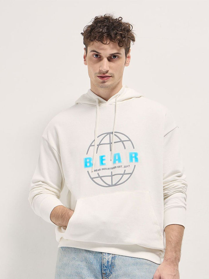 THE BEAR HOUSE Men's Cotton Graphic Printed Hooded Sweatshirt
