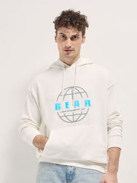 THE BEAR HOUSE Men's Cotton Graphic Printed Hooded Sweatshirt