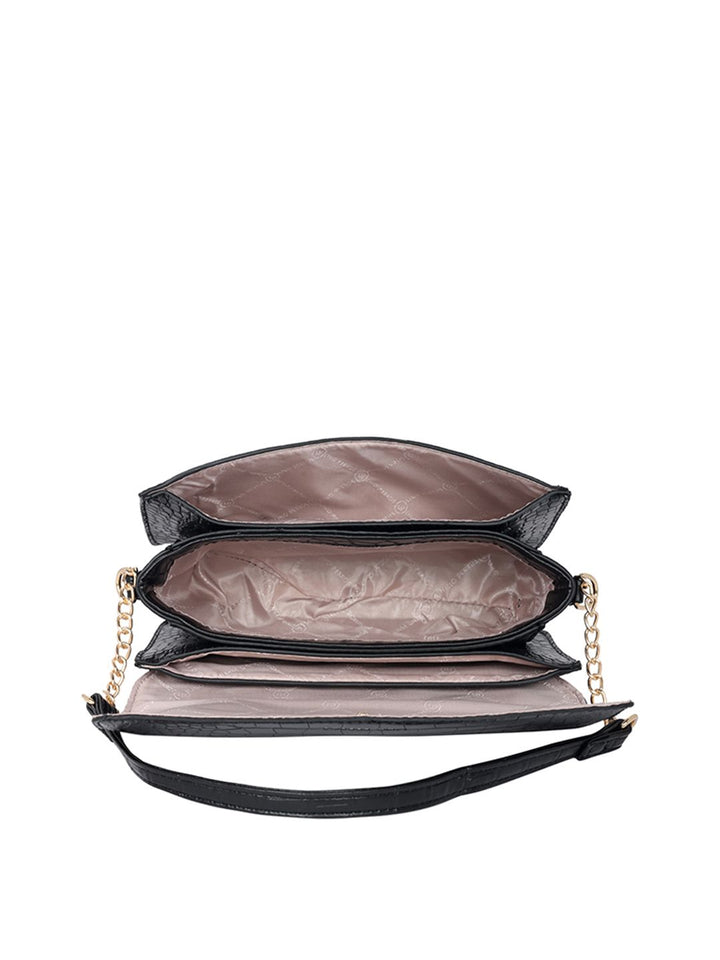 Lino Perros Croc Textured Structured Shoulder Bag