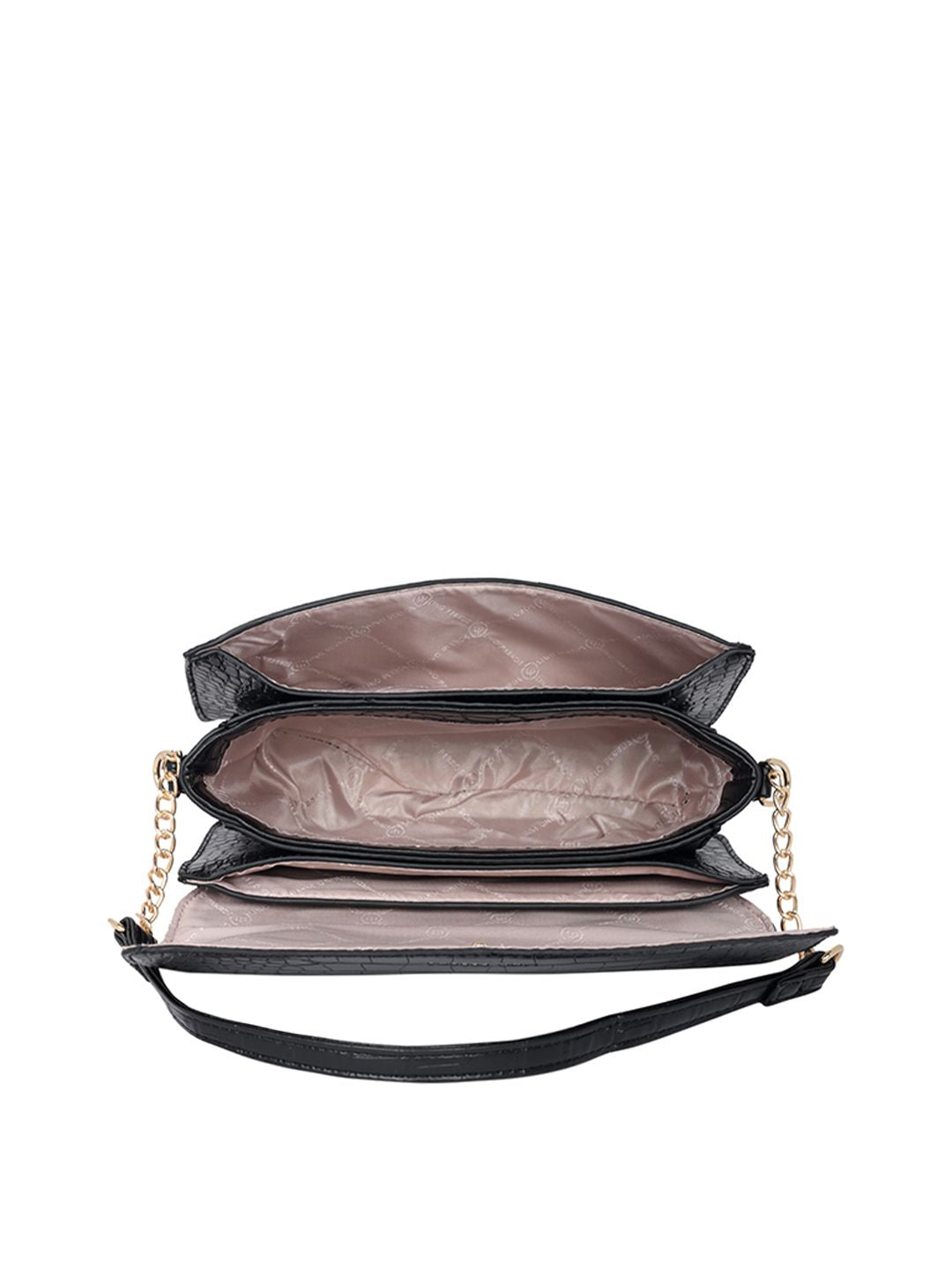 Lino Perros Croc Textured Structured Shoulder Bag