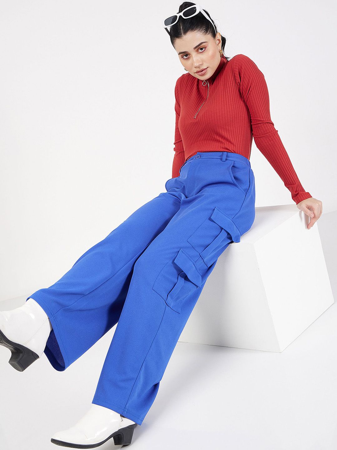 SASSAFRAS Women Plain Flat-Front High-Rise Cargos