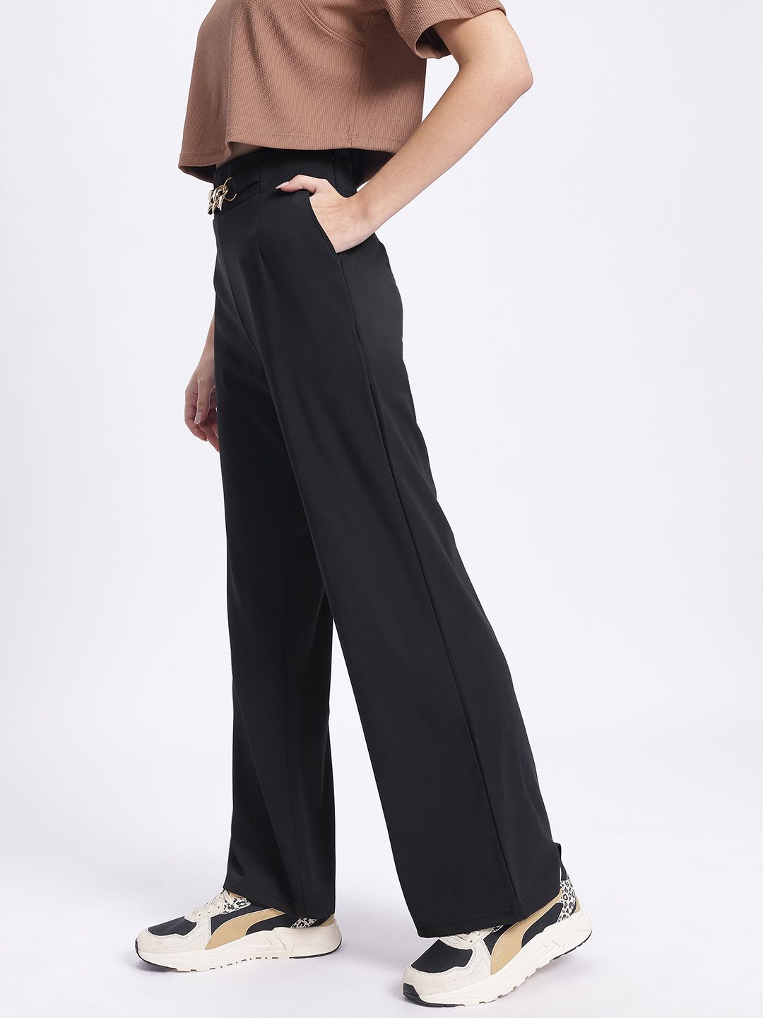 DressBerry Women Tailored Comfort Buckled Trousers