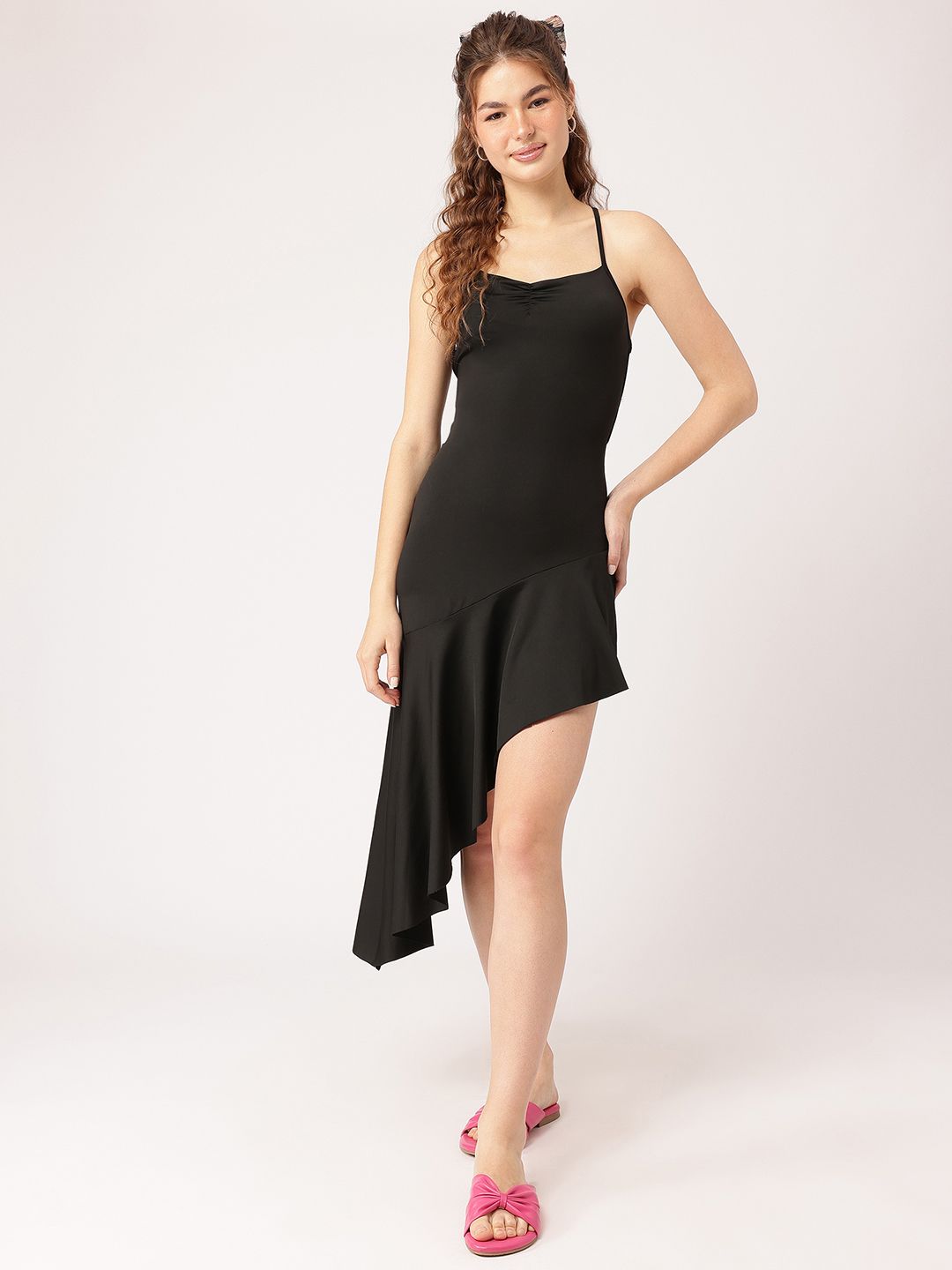 DressBerry Perfect LBD Stylised Back Asymmetric Hem Dress