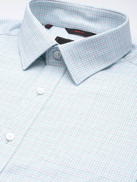 Raymond Men Blue Pure Cotton Slim Fit Checked Formal Shirt