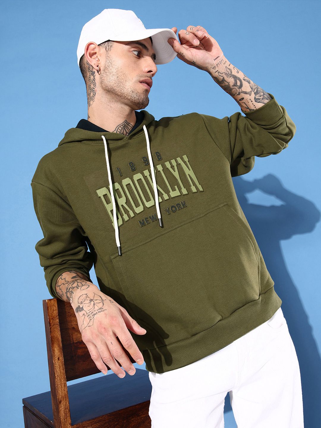 DILLINGER Men Typography Printed Hooded Sweatshirt