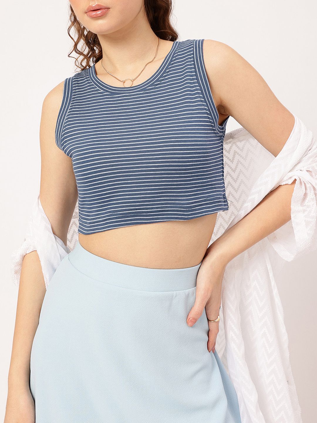 DressBerry Statement Stripes Urban Crop Chic Top