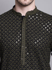 Jompers Mandarin collar Ethnic Motif Embroidered Thread Work Straight Cotton Kurta