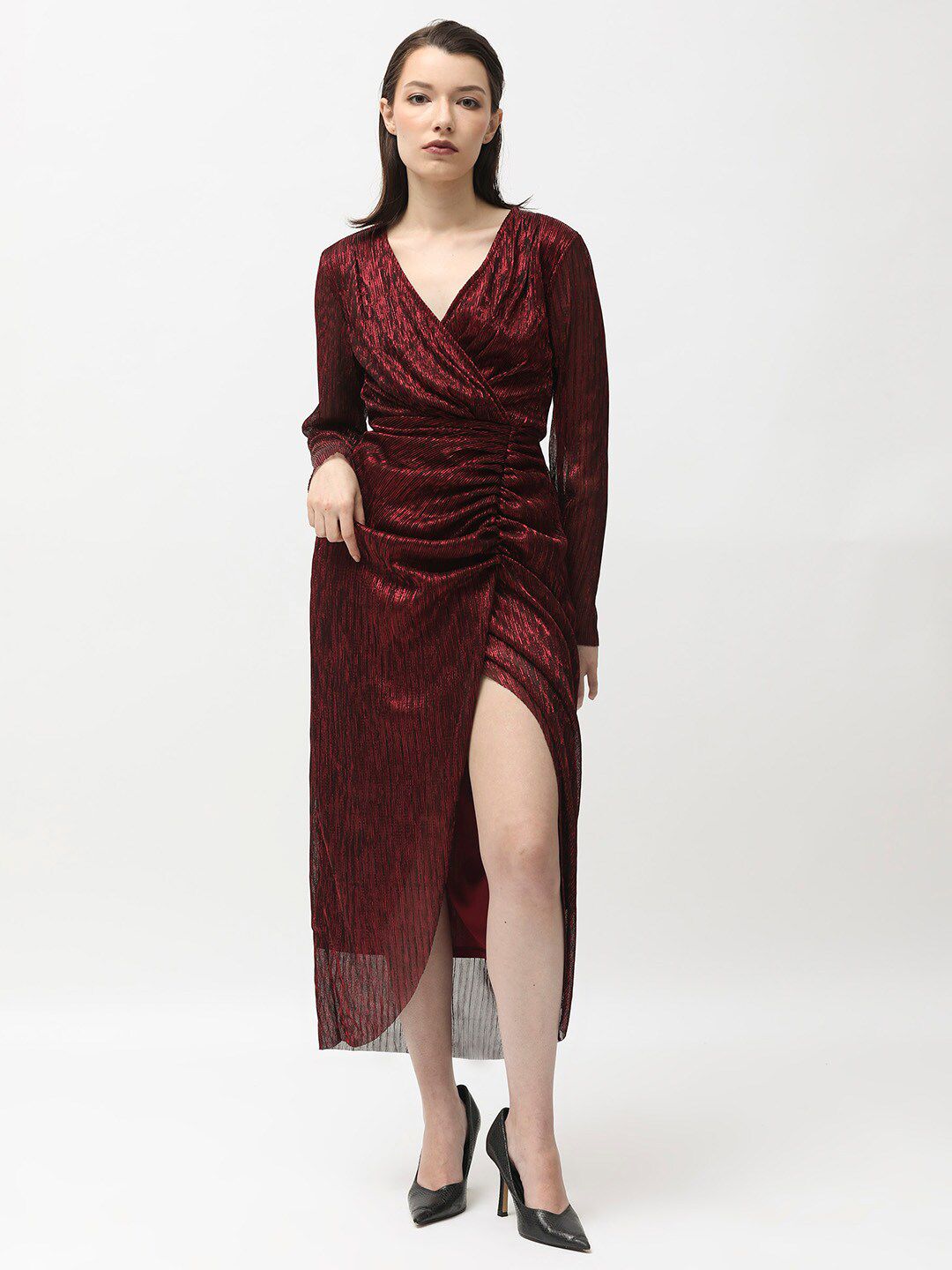 RAREISM Embellished V-Neck Midi Sheath Dress