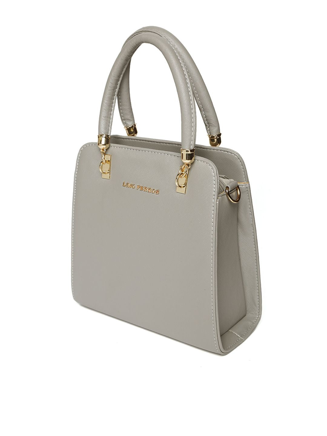 Lino Perros Grey Solid Handheld Bag with Sling Bag