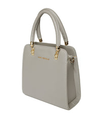 Lino Perros Grey Solid Handheld Bag with Sling Bag