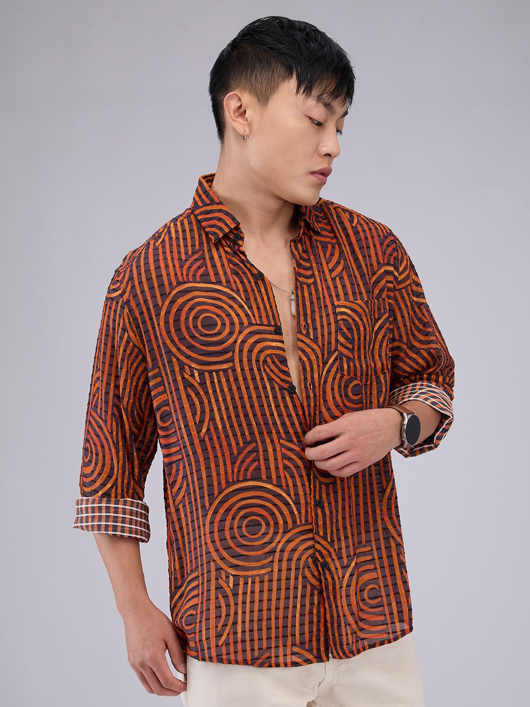 VASTRADO Men Classic Slim Fit Opaque Printed Casual Shirt