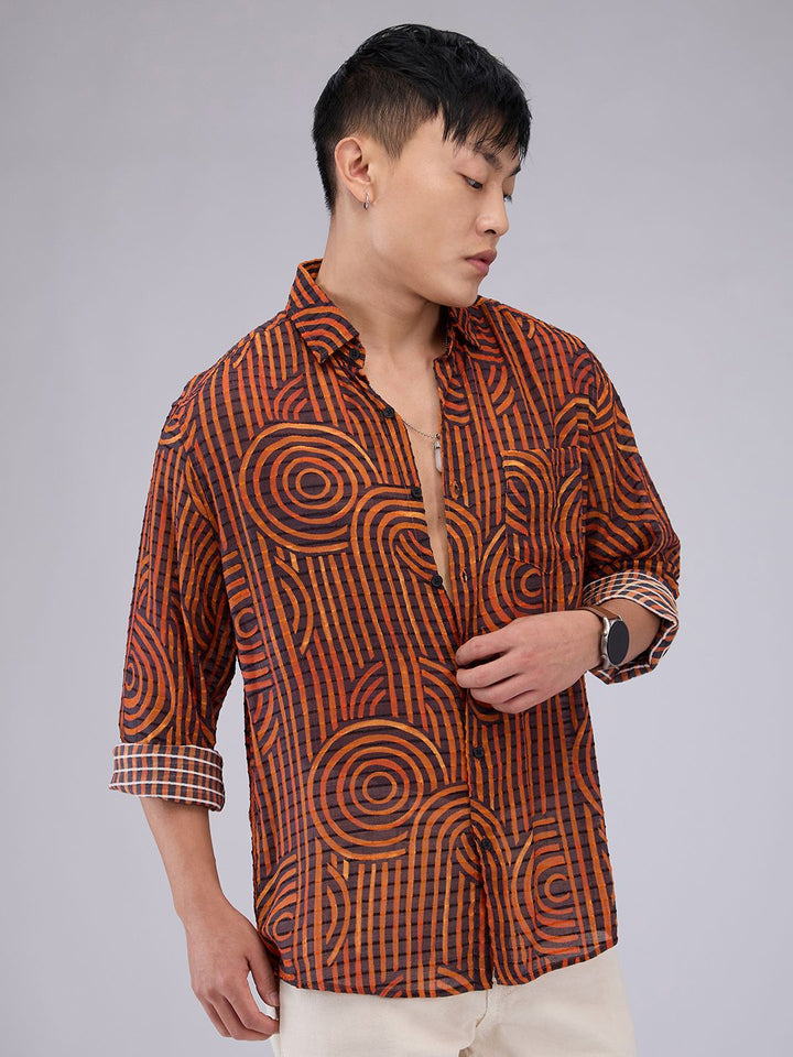 VASTRADO Men Classic Slim Fit Opaque Printed Casual Shirt
