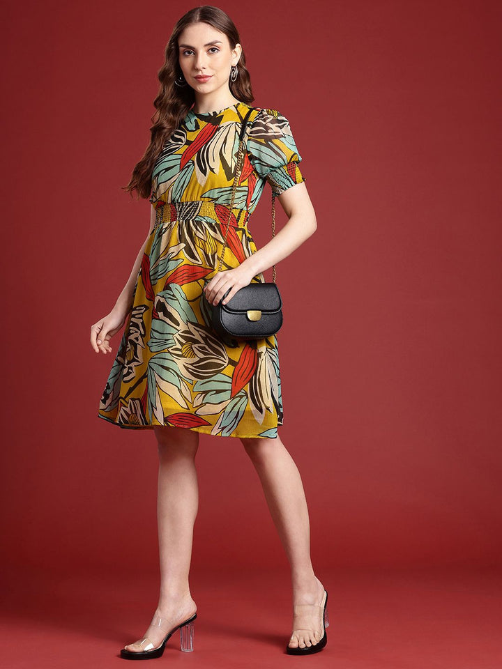all about you Floral Print Puff Sleeve Fit & Flare Dress