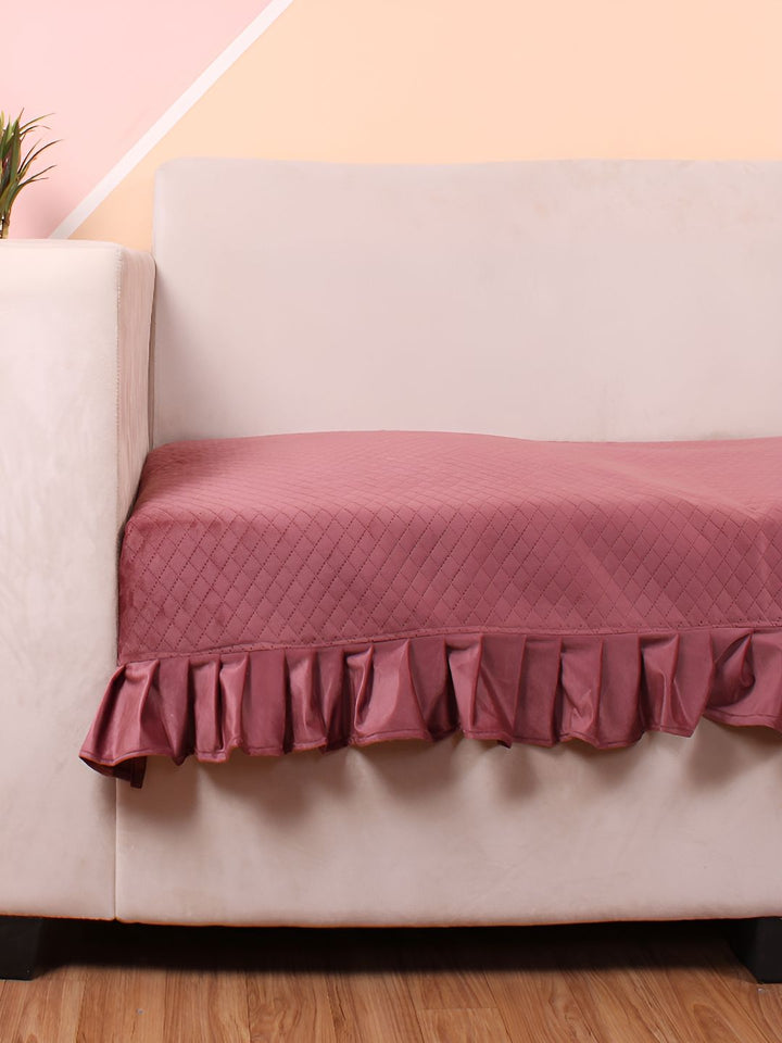 STITCHNEST Peach Self Design 2 Seater Sofa Cover