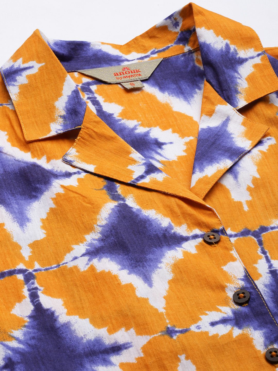 Anouk Yellow Tie and Dye Print Shirt Style Top