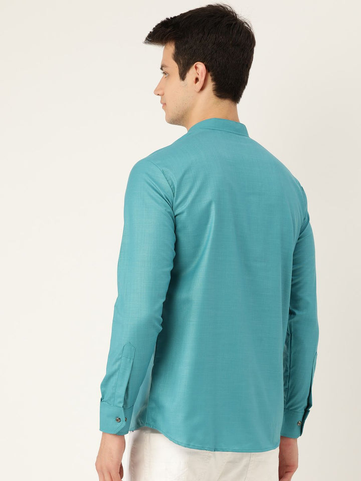 SOJANYA Lelaki Biru Solid Kurta Lurus