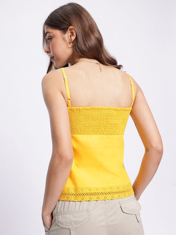 DressBerry Sunkissed Silhouettes Schiffli Embroidered Smocked Top