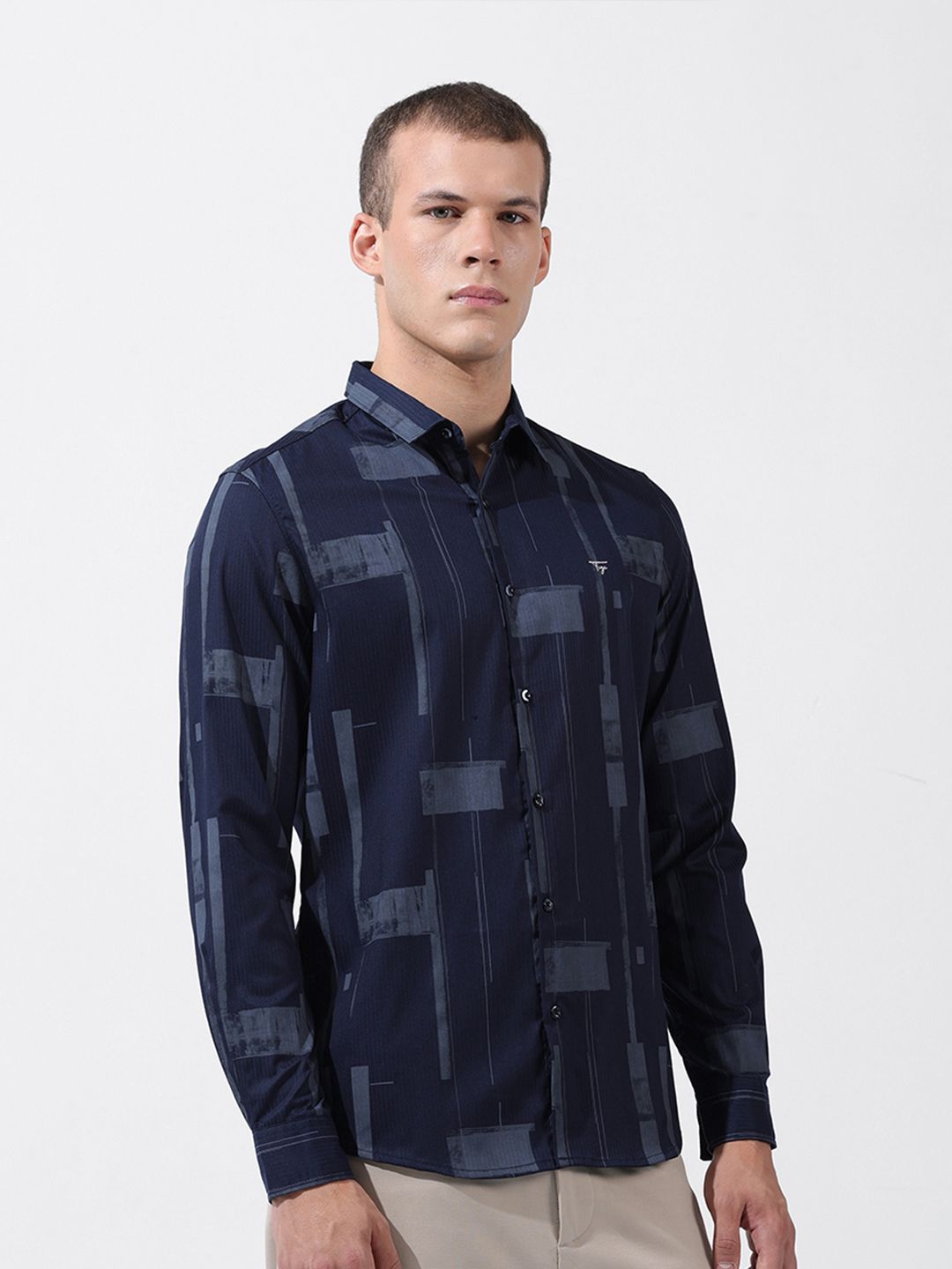 The Indian Garage Co Men Slim Fit Textured Party Shirt
