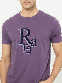 RARE RABBIT Men Cero Typography Printed Slim Fit Cotton T-Shirt