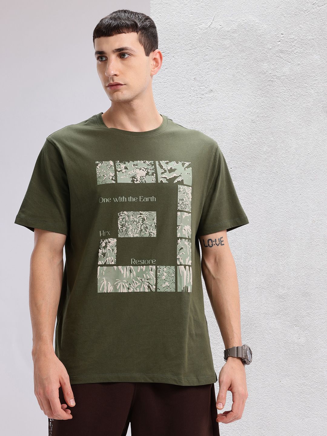 HRX by Hrithik Roshan Printed Pure Cotton Yoga T-shirt