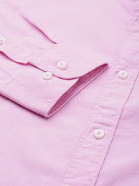 Raymond Men Pink Embroidered Slim Fit Pure Cotton Casual Shirt