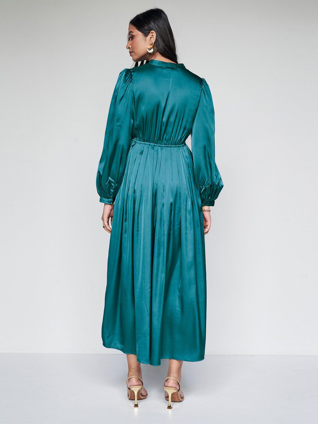 AND Shirt Collar Long Sleeves Maxi Dress
