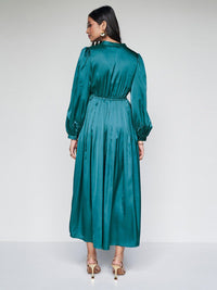AND Shirt Collar Long Sleeves Maxi Dress