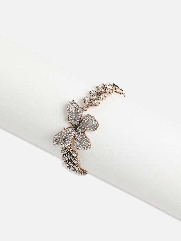 SOHI Gold-Plated Crystal Studded Charm Bracelet