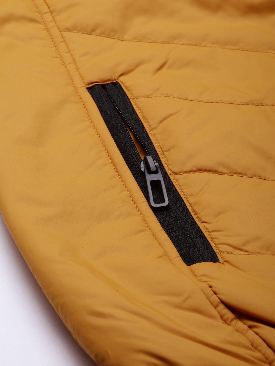 SPYKAR Men Grey & Mustard Yellow Colourblocked Padded Jacket