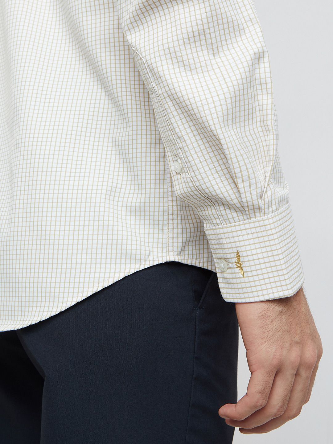 Park Avenue Slim Fit Windowpane Checks Formal Shirt