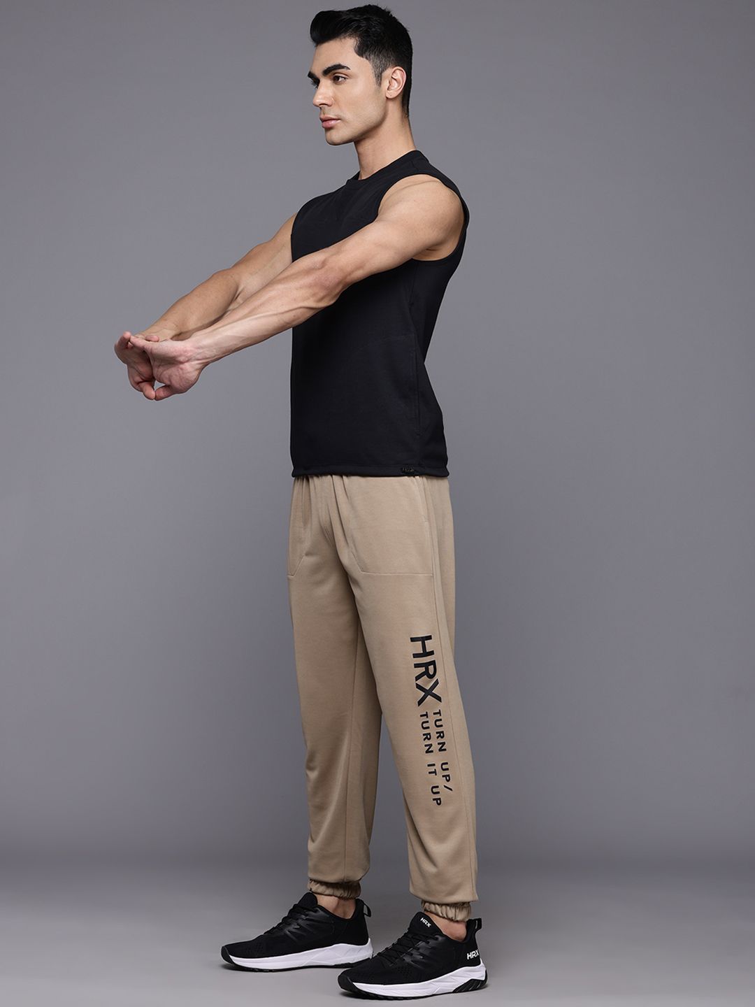 HRX by Hrithik Roshan Men Brand Logo Printed Mid-Rise Regular Fit Training Joggers