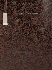 Lino Perros Coffee Brown Ethnic Motifs Textured Structured Laptop Bag