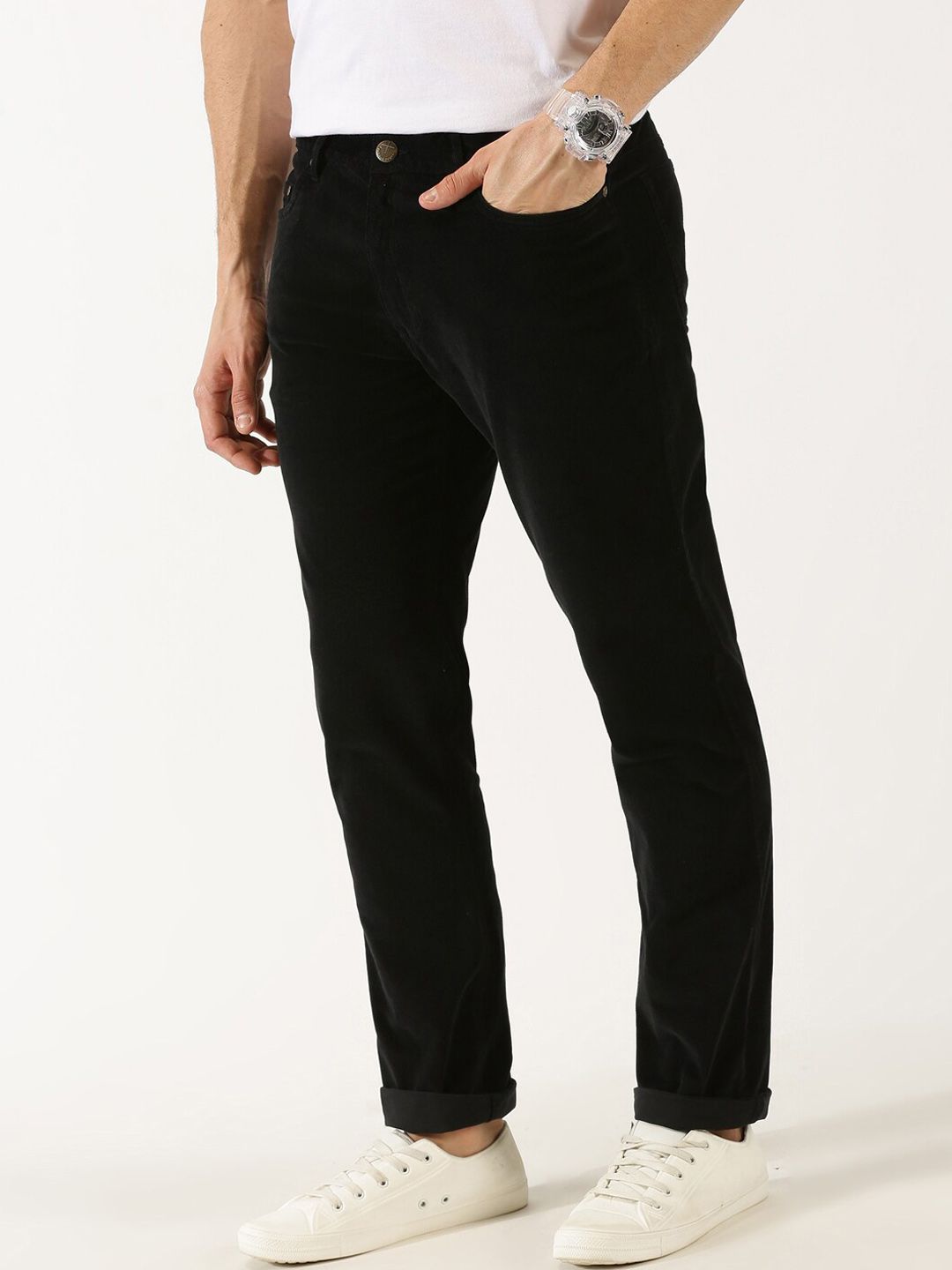 Thomas Scott Men Regular Fit Corduroy Chinos Trousers