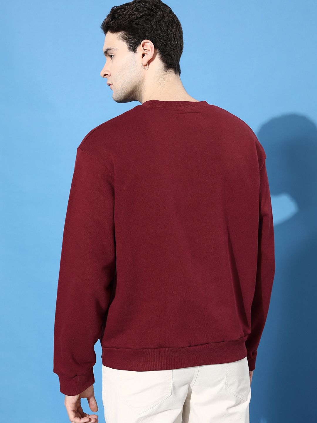 Difference of Opinion Men Embroidered Oversized Fleece Sweatshirt
