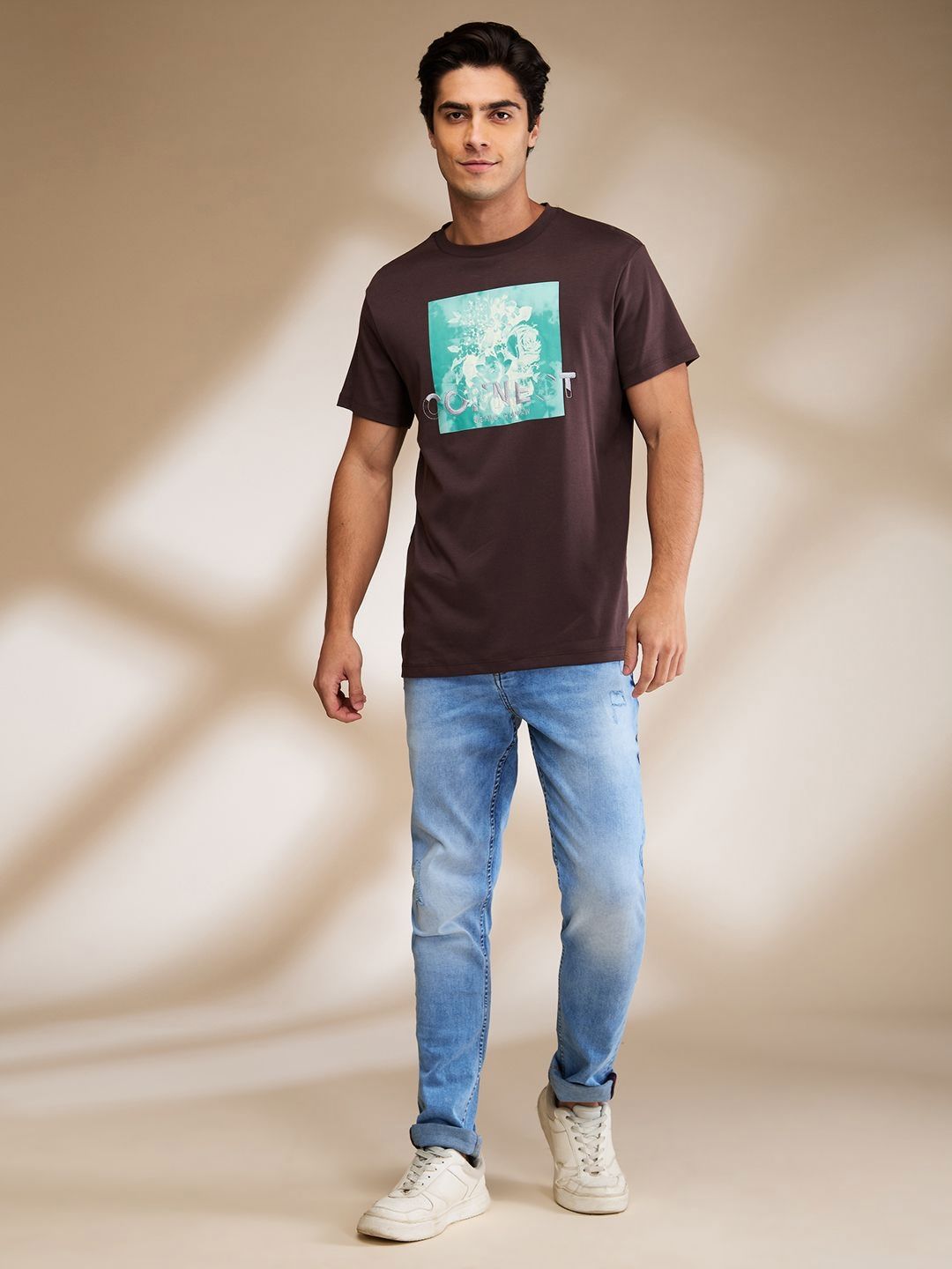 Being Human Men Floral Printed Raw Edge T-shirt