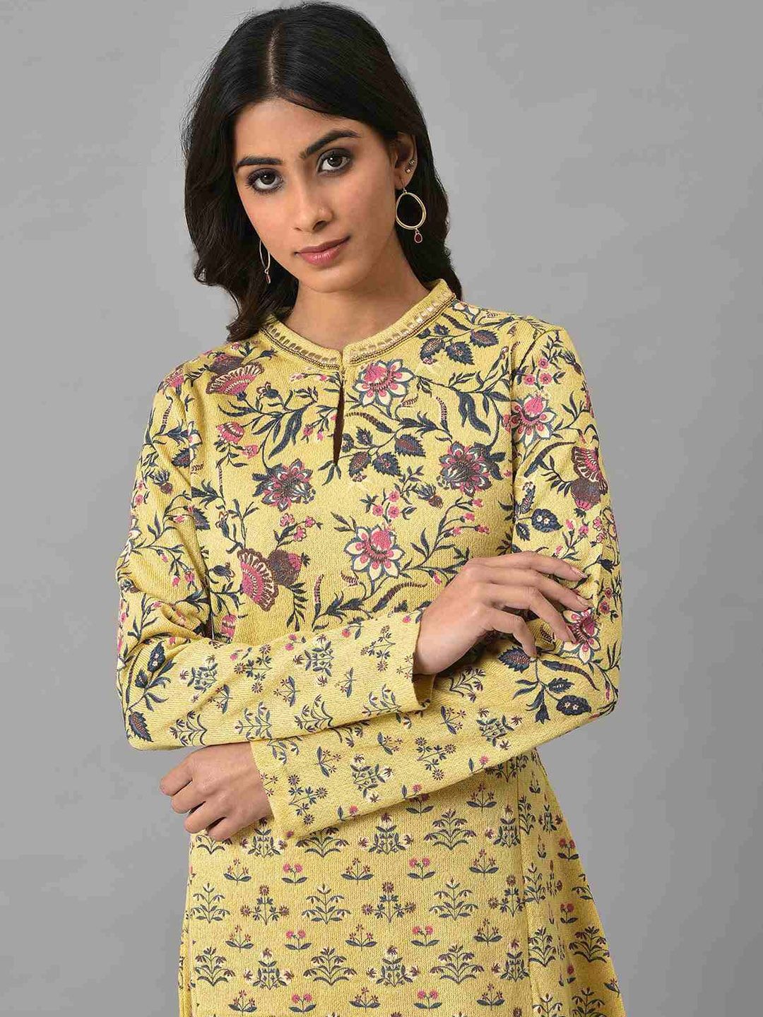 W Women Floral Woven Design Acrylic Kurta