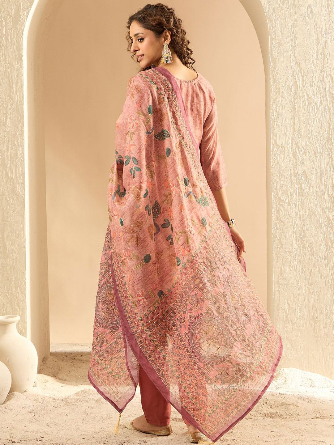 Indo Era Women Embroidered Kurta with Trousers & Dupatta