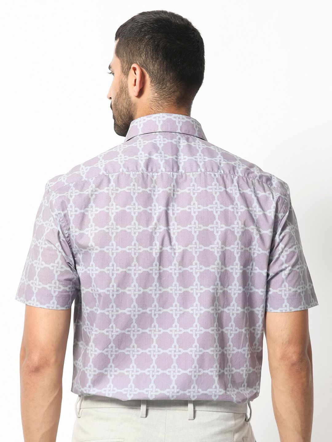 RARE RABBIT Men Barret Slim Fit Geometric Printed Cotton Shirt