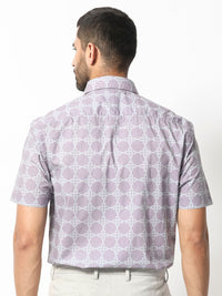 RARE RABBIT Men Barret Slim Fit Geometric Printed Cotton Shirt