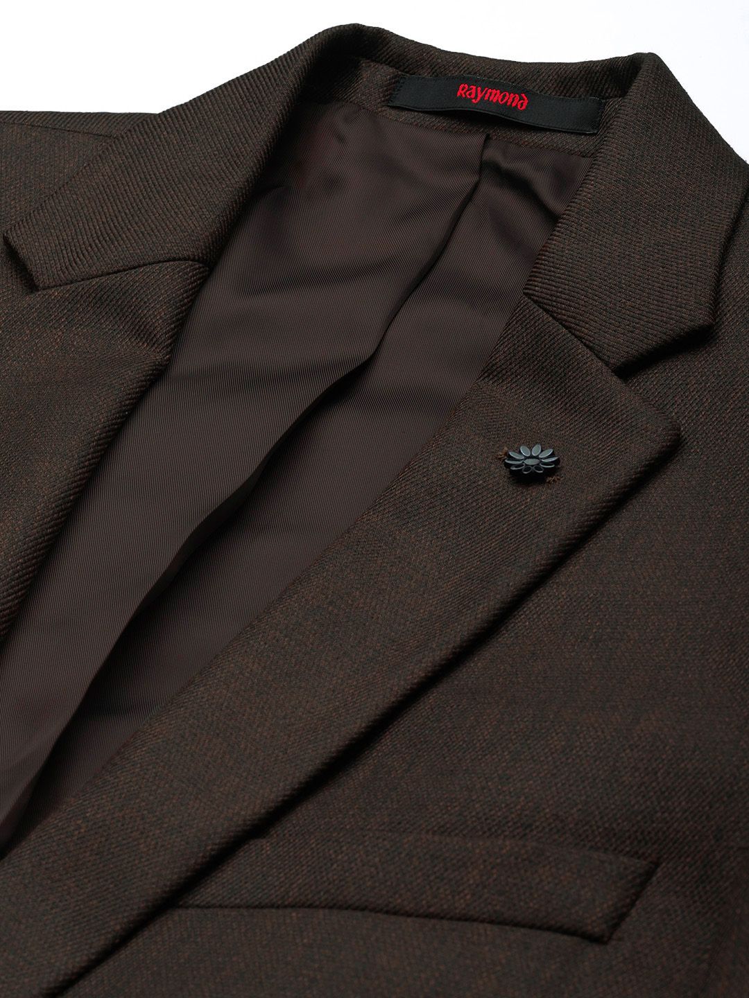 Raymond Men Brown Slim Fit Self Design Single-Breasted Formal Blazer