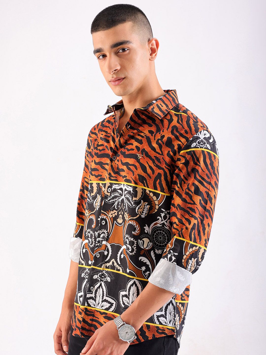 The Indian Garage Co Men Slim Fit Animal Opaque Printed Party Shirt