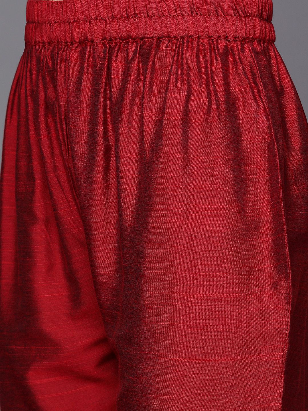 Varanga Women Maroon Ethnic Motifs Embroidered Kurta with Trousers & With Dupatta