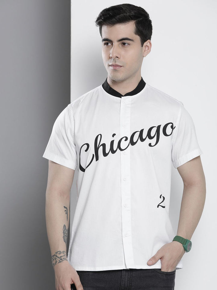 The Indian Garage Co Men White Typography Printed Casual Shirt