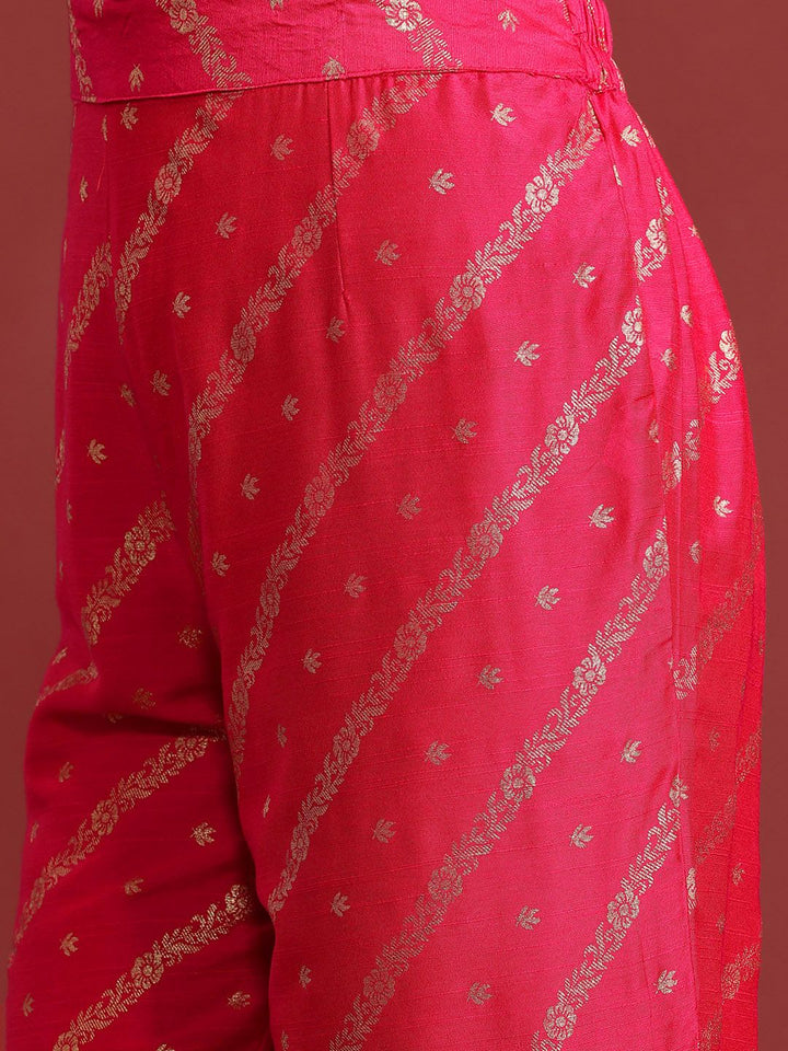 Anouk Ethnic Motifs Printed Pleated Gotta Patti Kurta with Trousers