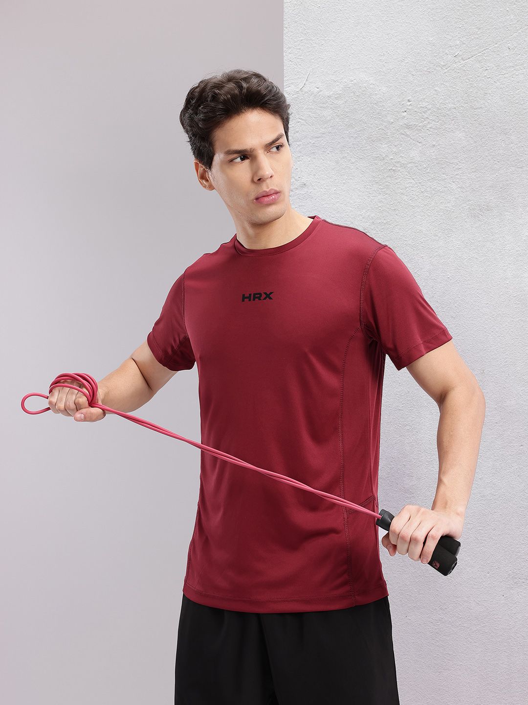 HRX by Hrithik Roshan Men Geometric Printed Rapid-Dry Training T-shirt