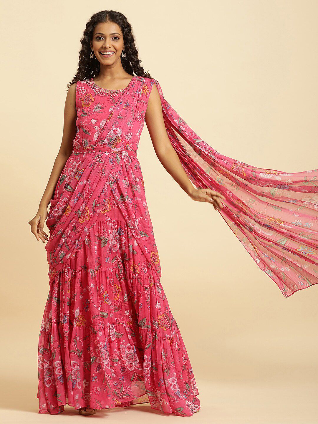 W Floral Printed Ethnic Maxi Dress