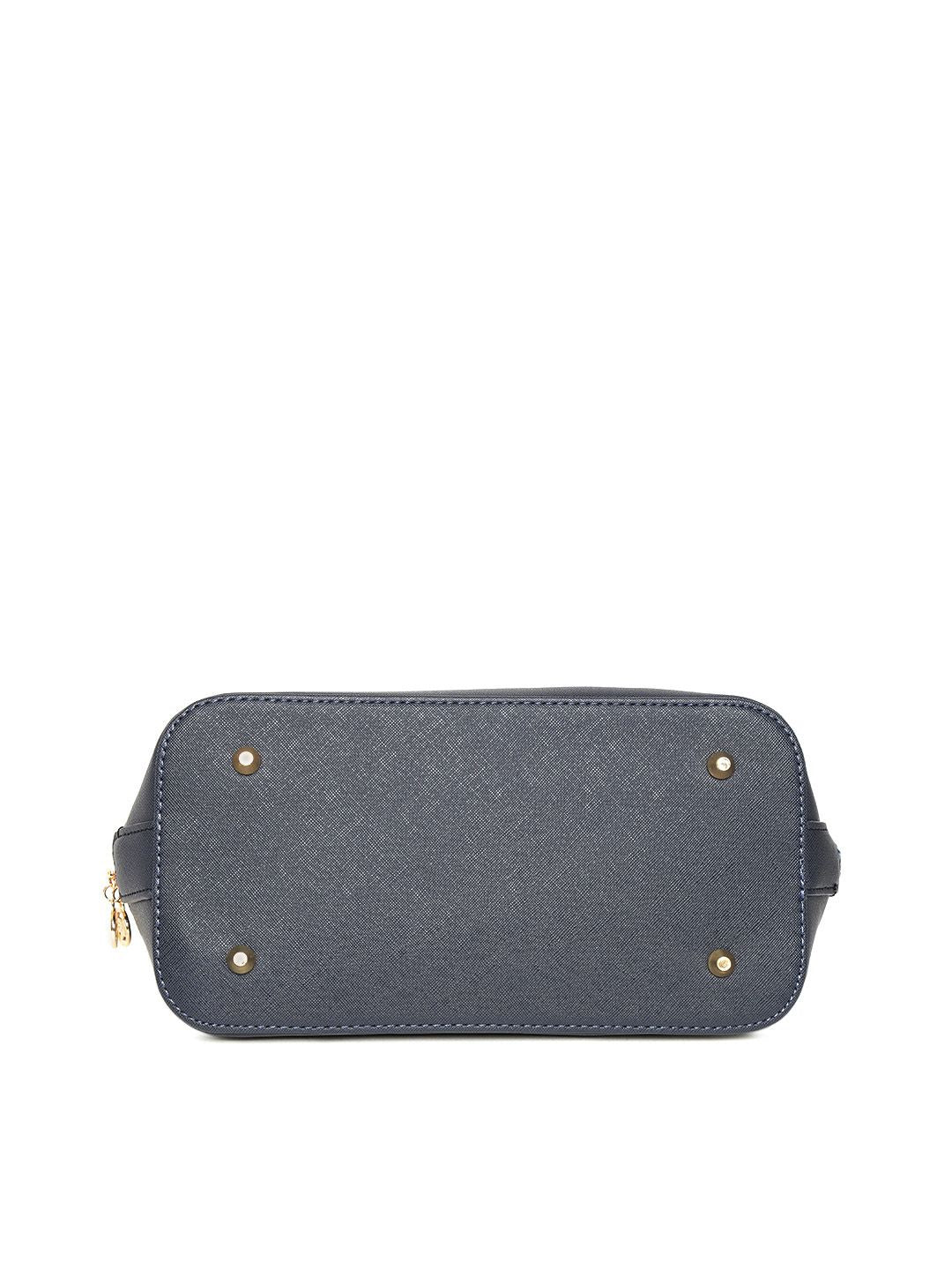 Lino Perros Navy Blue Solid Handheld Bag with Detachable Sling Strap