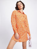 DressBerry Floral Glam Printed Shirt Dress with Waist Tie-ups