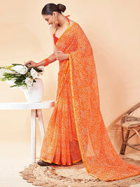 KALINI Bandhani Zari Pure Chiffon Bandhani Saree