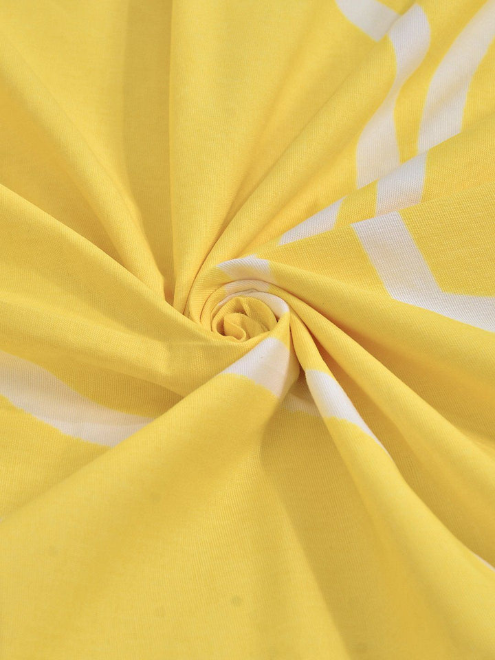 Myntra Elegant Homes Yellow Geometric 300 TC King Bedsheet dengan 2 Sarung Bantal
